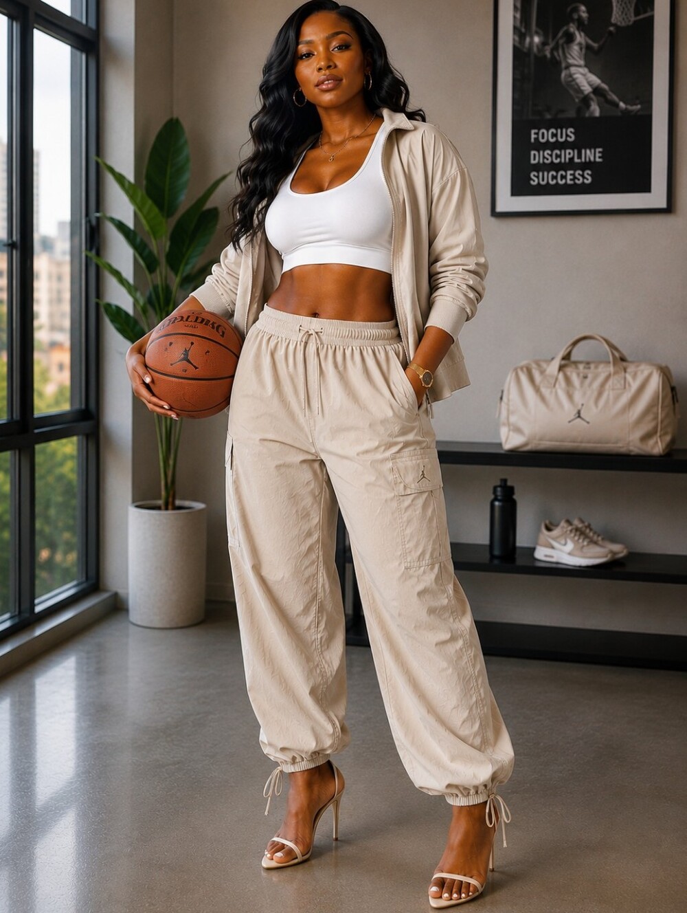 Jordan Flight Collection Cargo Pants Large Tall (5'11 Ft PLUS) Beige NWT